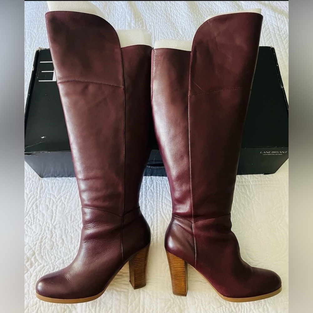 Lane Bryant Over-the-Knee Leather Boots in Burgundy